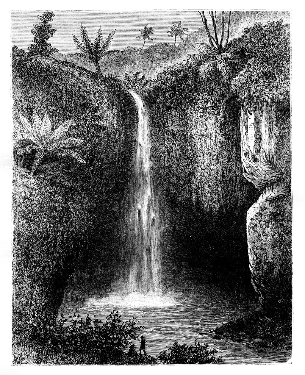 A folyó esése, Tondano, Indonézia, 19. század. alkotó: Hubert Clerget