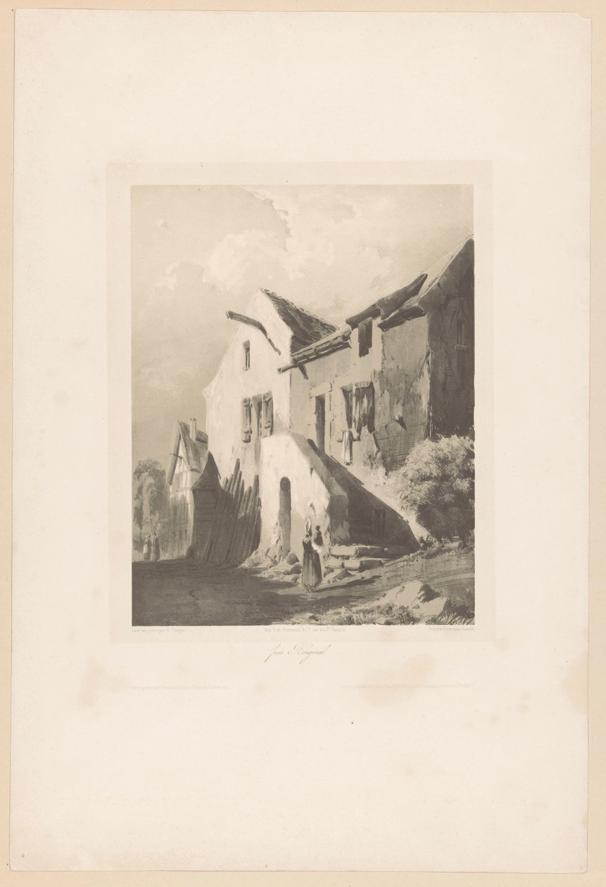 Házak Bougival közelében Pres Bougival (cím az objektumon) Tájtöredékek (sorozat címe) Fragments de paysages (sorozat címe) alkotó: Hubert Clerget