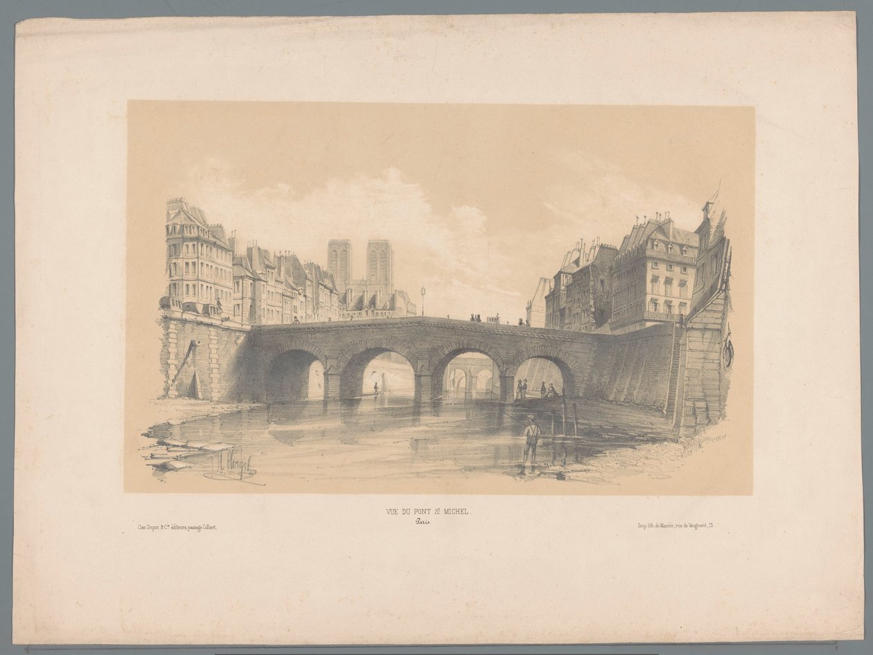 Kilátás a Pont Saint-Michelre Párizsban Vue du pont St Michel, Párizs (cím a tárgyon) Tájtöredékek (sorozat címe) Fragments de paysages (sorozat címe) alkotó: Hubert Clerget