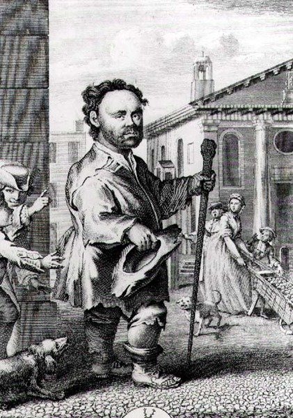Owen Farrel (sz.1716), az ír törpe, James Hulett (sz.1771) metszete, 1742-ben jelent meg. alkotó: Hubert Francois Gravelot