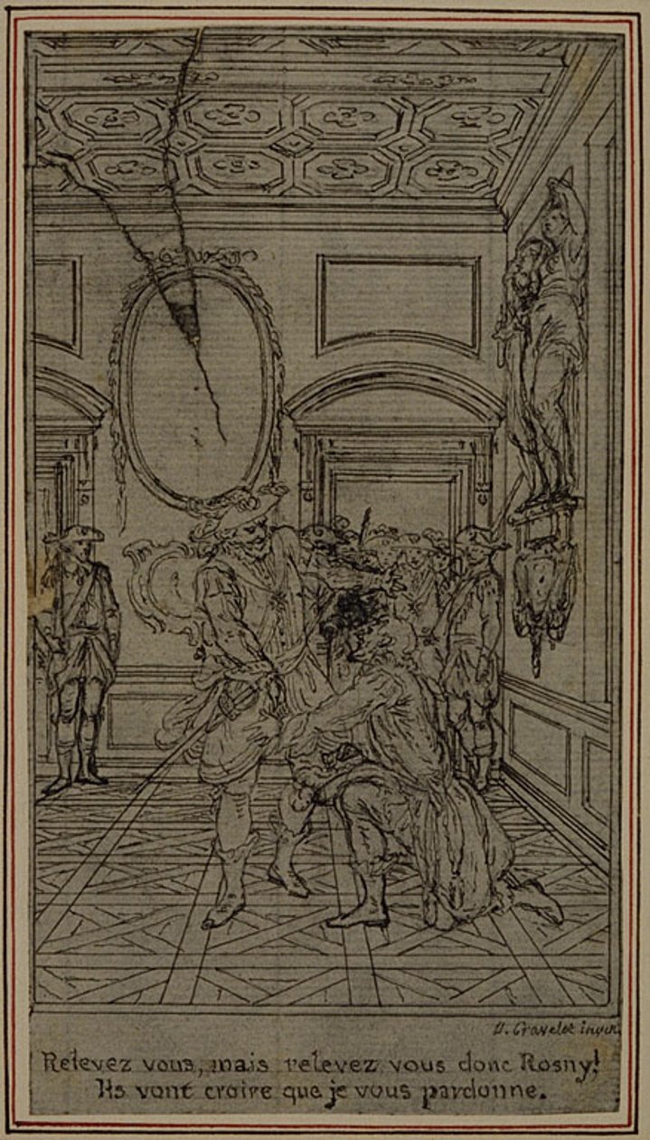 Tanulmány Colle "La Partie de Chasse de Henri IV" című művének I. felvonásbeli vignetta-előképéhez alkotó: Hubert Francois Gravelot