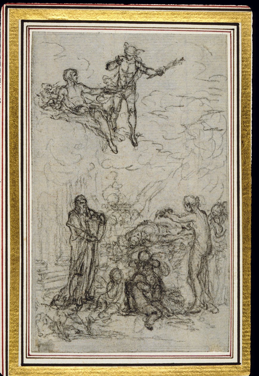 Tanulmány Fontenelle (attr.) "Les Amours de Mirtil", VI. énekének vignettájához. alkotó: Hubert Francois Gravelot