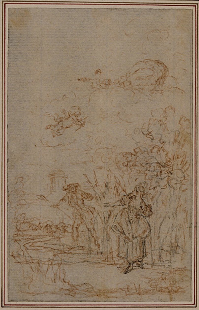 Tanulmány a Fontenelle (attr.) "Les Amours de Mirtil", V. ének Vignettájához. alkotó: Hubert Francois Gravelot