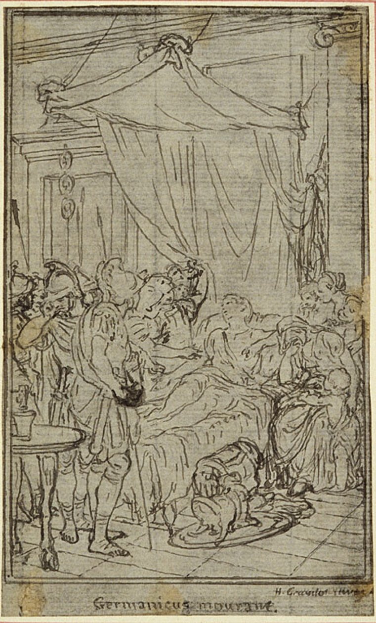 Tanulmány egy illusztrációhoz Tacitus "Tiberius, avagy az Évkönyvek hat első könyve" II. könyv, 1. kötet. alkotó: Hubert Francois Gravelot