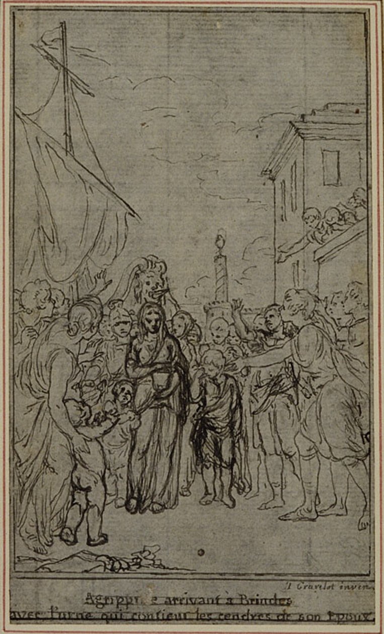 Tanulmány egy illusztrációhoz Tacitus "Tiberius, avagy az Évkönyvek hat első könyve", III. könyv, 2. kötet, 2. tanulmány. alkotó: Hubert Francois Gravelot