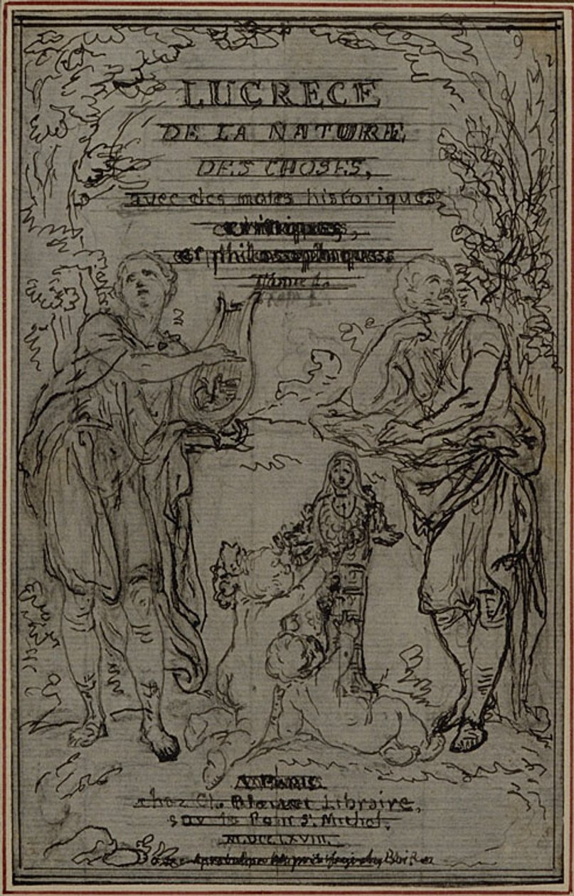 Tanulmány Lucretius "De la Nature des Choses" című művének I. könyvéhez készült vignetta-előképhez. alkotó: Hubert Francois Gravelot