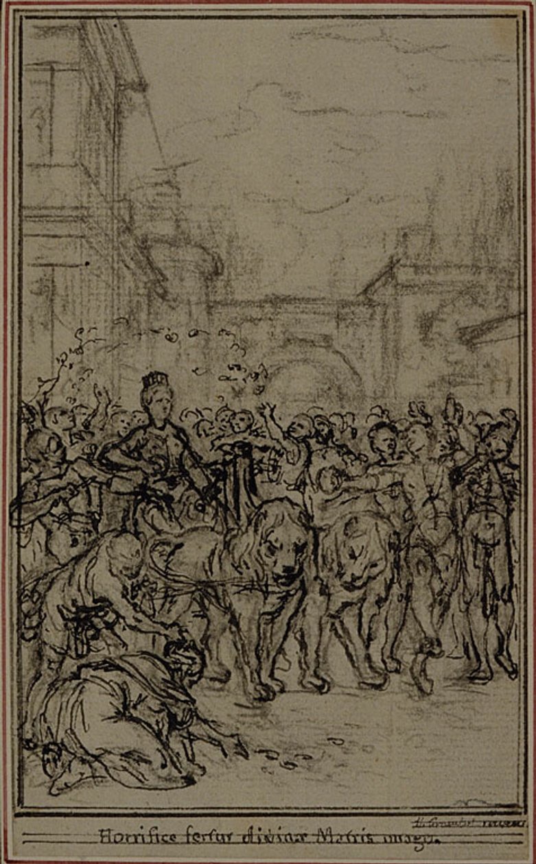 Tanulmány Lucretius "De la Nature des Choses" című művének II. könyvéhez készült vignetta-előképhez. alkotó: Hubert Francois Gravelot