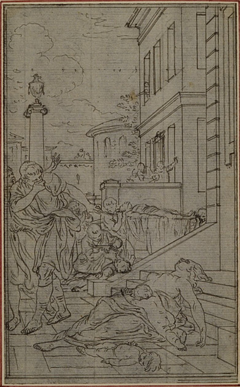 Tanulmány Lucretius "De la Nature des Choses" című művének vignettájához, II. kötet, VI. könyv alkotó: Hubert Francois Gravelot