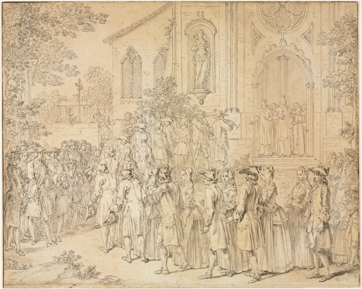 Körmenet belép a templomba alkotó: Hubert François Bourguignon Gravelot