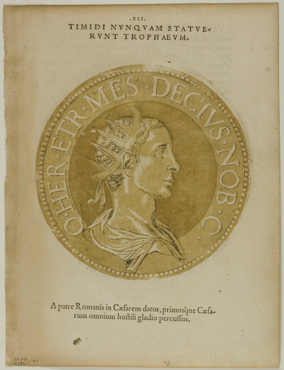 Decius császár az Icones Imperatorum Romanorumból, 60. tábla a XVI. századi könyvek fametszeteiből. alkotó: Hubert Goltzius