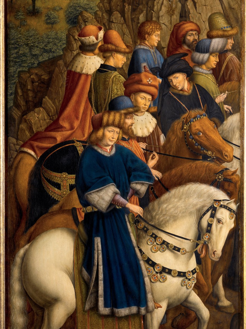 Részlet az igazságos bírákról, a genti oltárkép bal alsó panelje alkotó: Hubert & Jan van (1390 1441) (after) Eyck