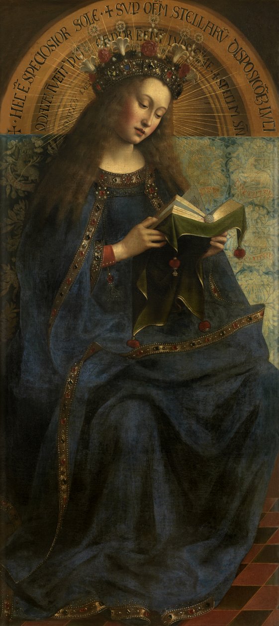 Szűz Mária, a genti oltár másolatáról (nyitott, középső tábla) 1432 után (olaj, tábla) alkotó: Hubert & Jan van (1390 1441) (after) Eyck