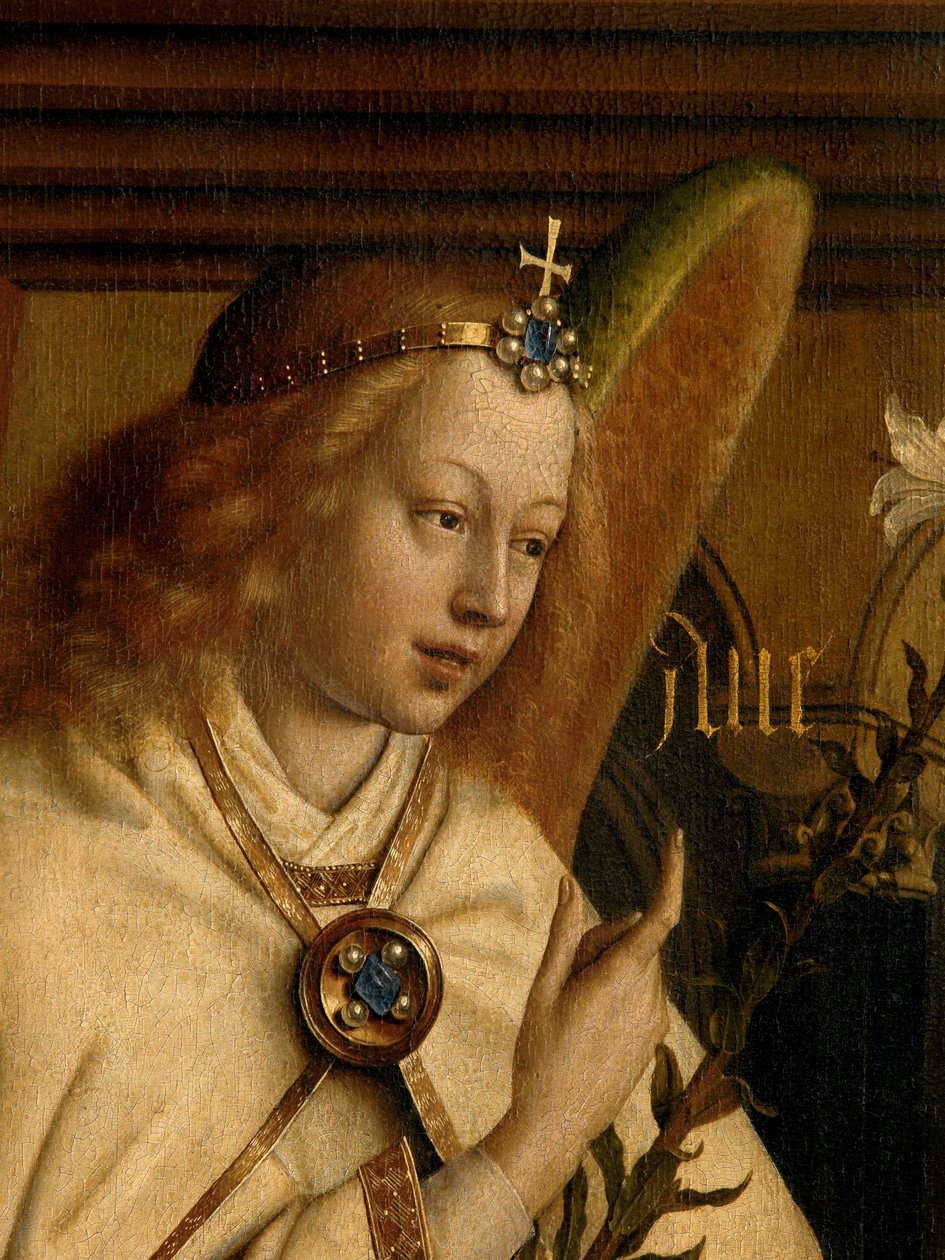 Angyali Angyal részlete, a genti oltár bal szárnyának külső oldaláról alkotó: Hubert & Jan van (1390 1441) Eyck
