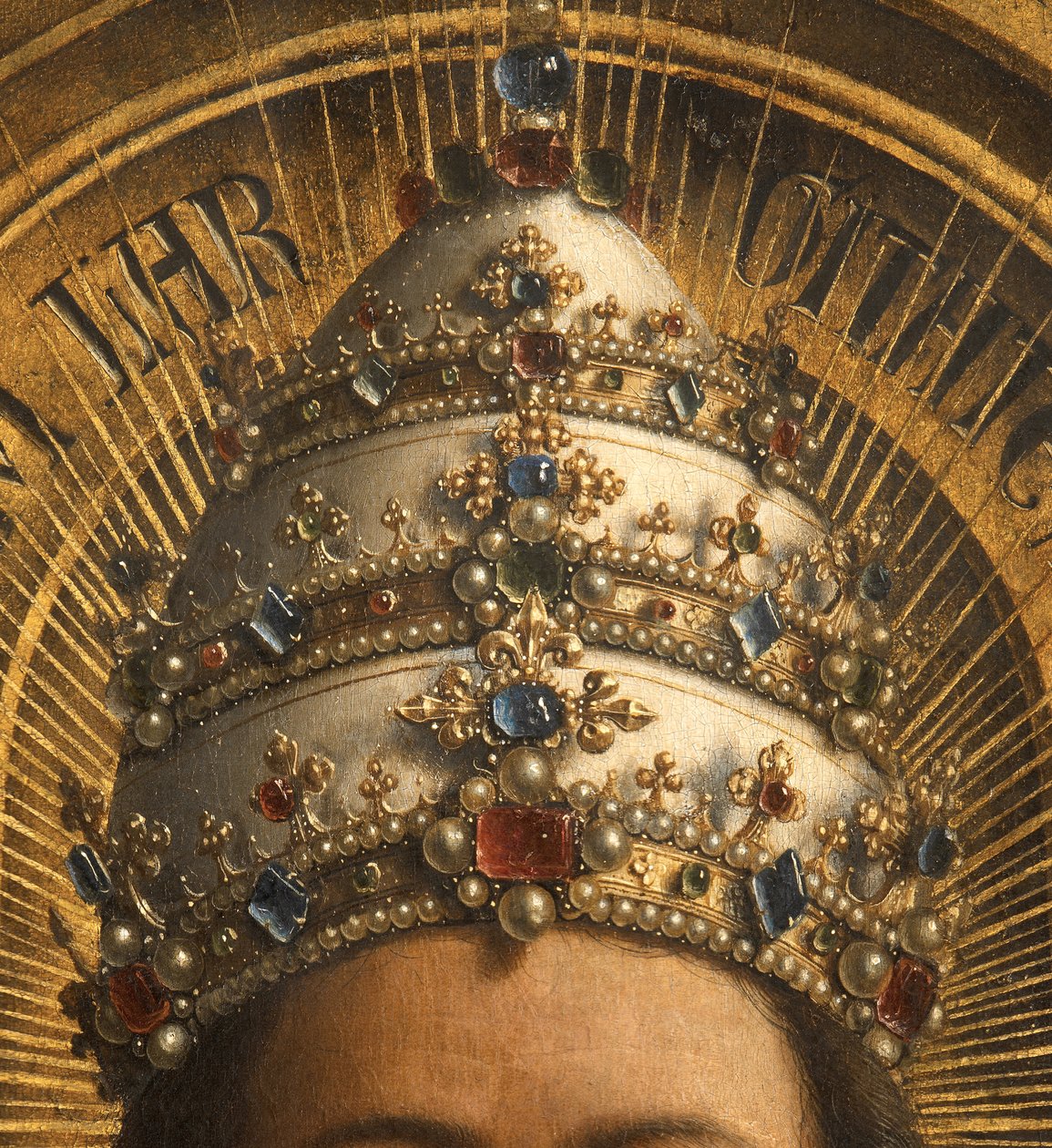 Részlet az Atya Istenről, a genti oltárkép központi panelje (olaj a táblán) alkotó: Hubert & Jan van (1390 1441) Eyck