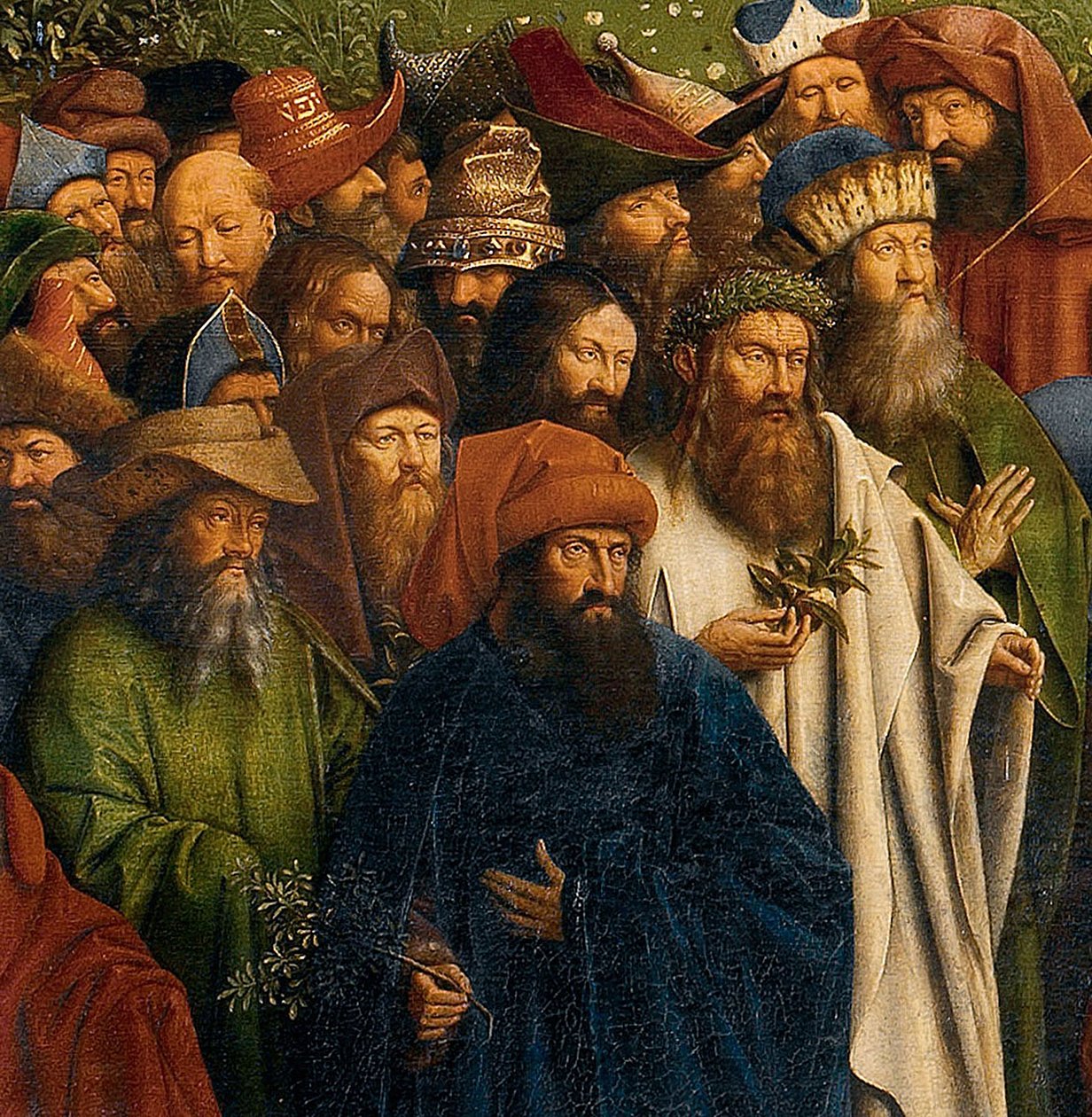 A misztikus bárány imádása című részlet a genti oltárképről, a központi panel alsó fele alkotó: Hubert & Jan van (1390 1441) Eyck