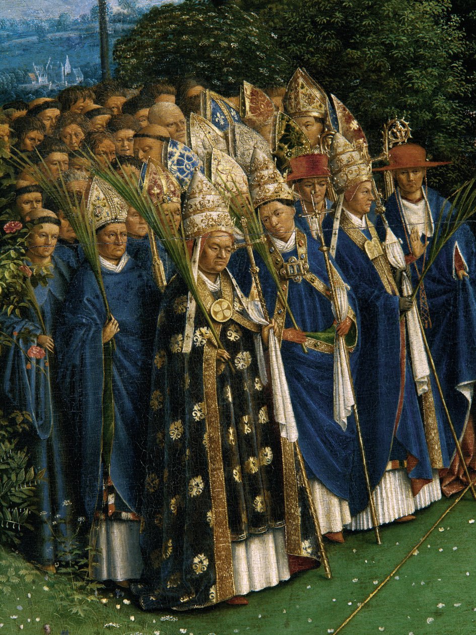 A misztikus bárány imádatának részlete a genti oltárképről, a központi panel alsó fele alkotó: Hubert & Jan van (1390 1441) Eyck