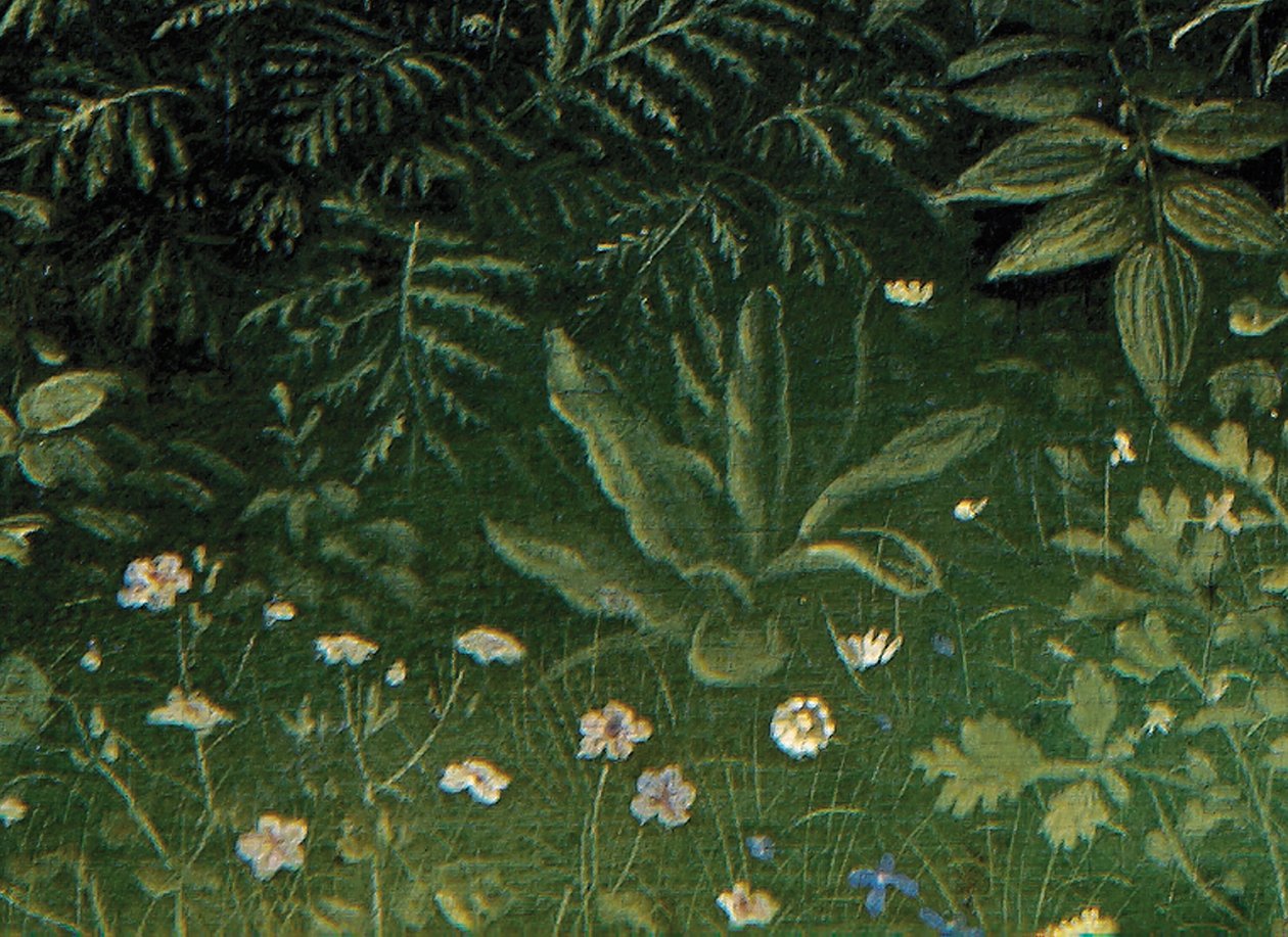 A misztikus bárány imádatának részlete a genti oltárkép középső paneljéről (olaj a táblán) alkotó: Hubert & Jan van (1390-1441) Eyck