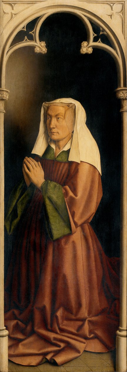 Lysbette Borluut portréja, panel a genti oltár külső oldaláról alkotó: Hubert & Jan van (1390 1441) Eyck