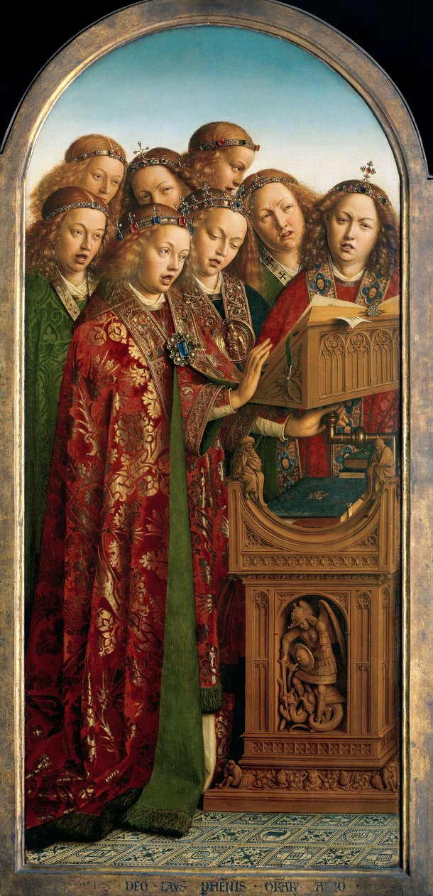 Éneklő angyalok, a genti oltárkép bal szárnyából alkotó: Hubert & Jan van (1390 1441) Eyck