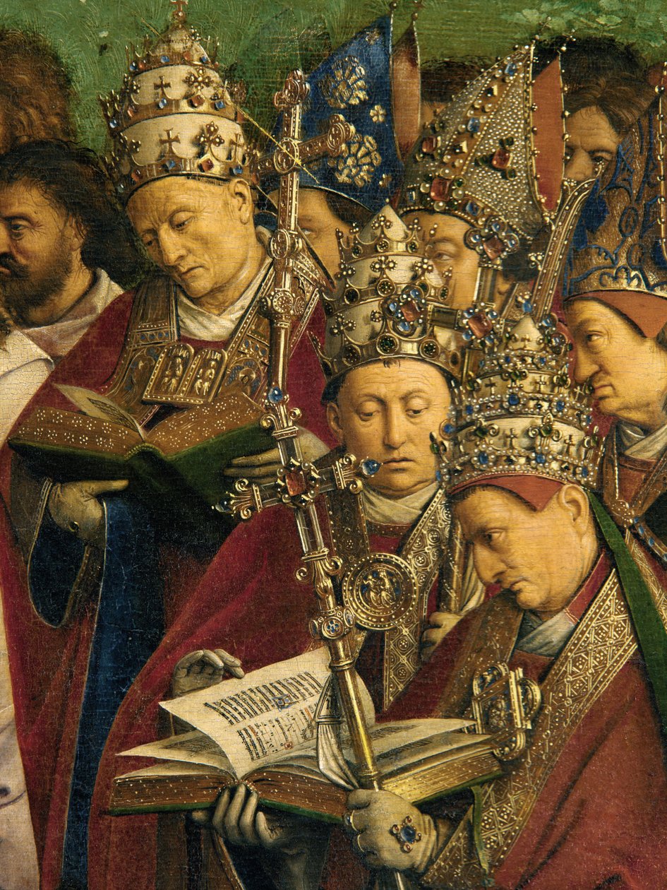 A misztikus bárány imádása, a genti oltárképről, a központi panel alsó felének részlete alkotó: Hubert & Jan van (1390 1441) Eyck