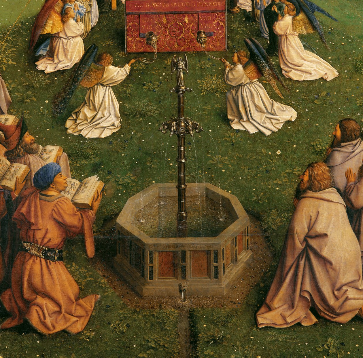 A misztikus bárány imádása, a genti oltárképről, a központi panel alsó felének részlete alkotó: Hubert & Jan van (1390 1441) Eyck