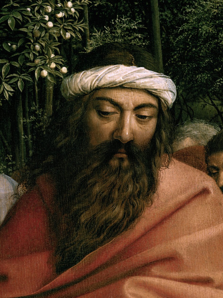 A zarándokok Szent Kristóf vezetésével, Szent Kristóf részlete, a genti oltárkép jobb oldaláról alkotó: Hubert & Jan van (1390 1441) Eyck