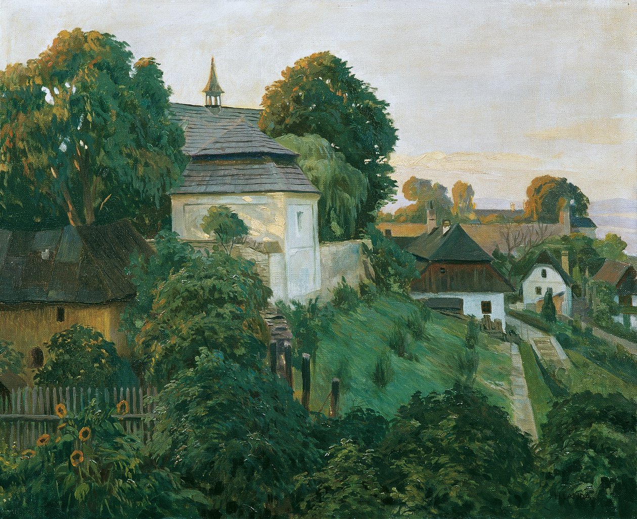 A kolostor falánál Opocnóban (korábban Opocen; németül Opotschno), Csehországban alkotó: Hubert Landa