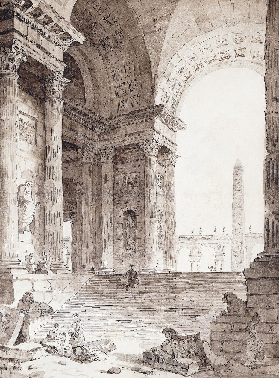 Klasszikus római árkád, figurákkal az előtérben, 1759 alkotó: Hubert Robert
