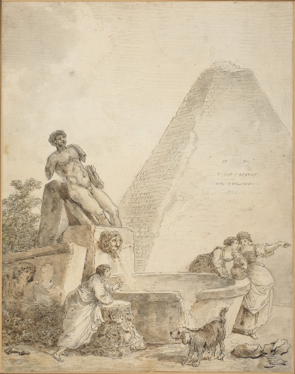 Római Capriccio Gaius Cestius piramisával alkotó: Hubert Robert