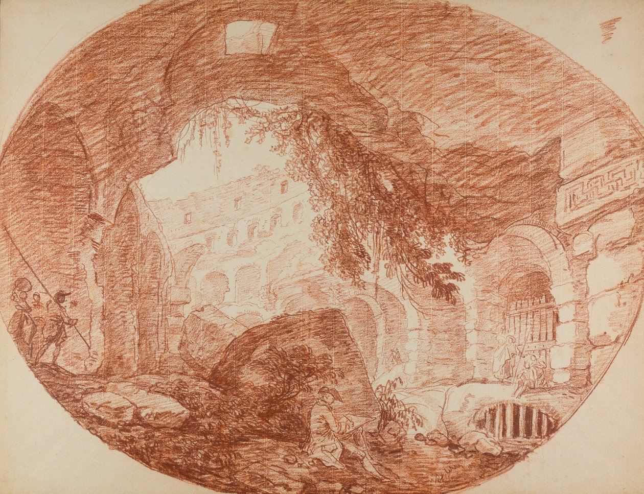 Egy művész a Colosseum romjain ülve alkotó: Hubert Robert
