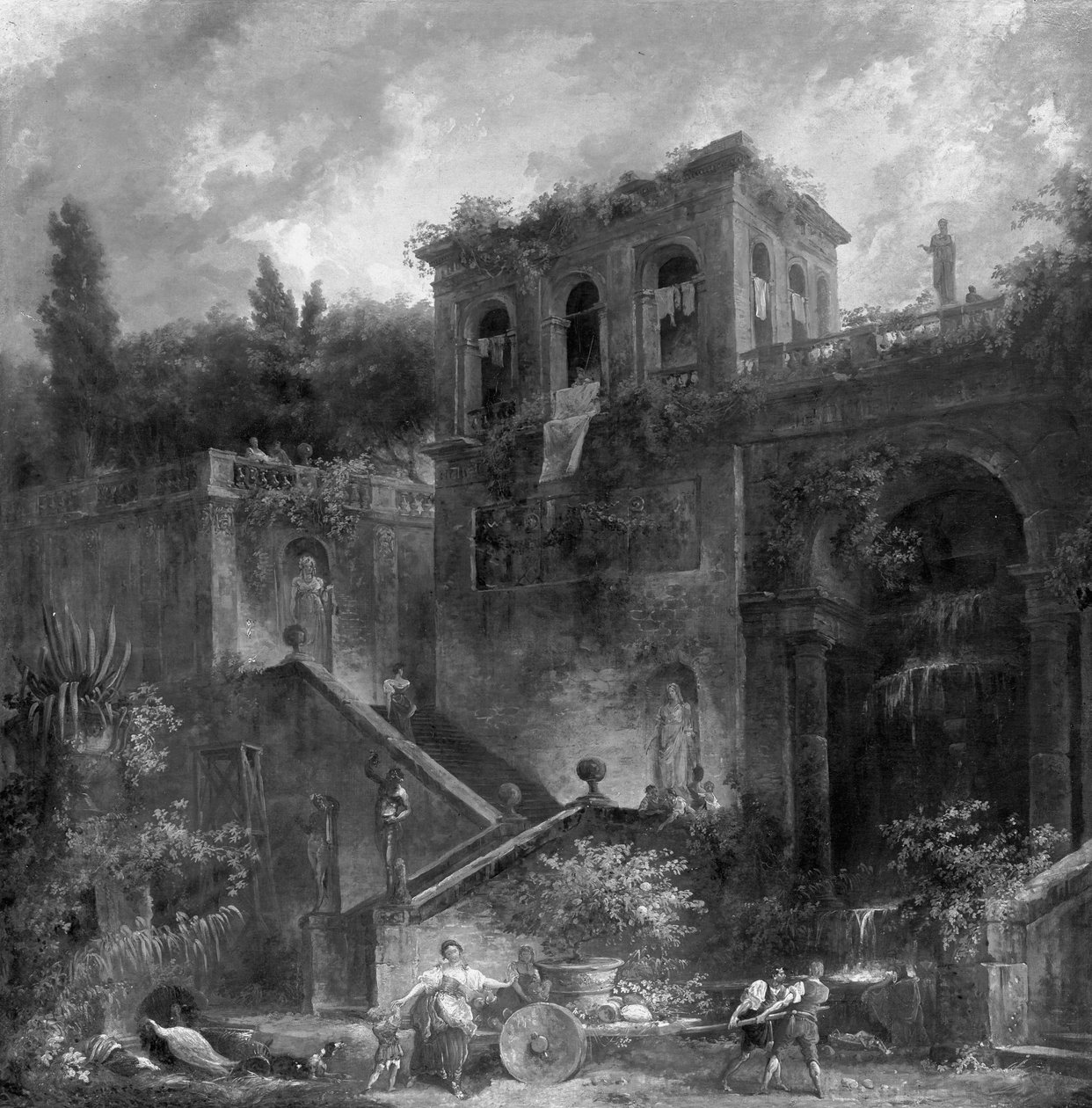 Felvezető út a Palatinuson lévő Farnese-kertekhez alkotó: Hubert Robert