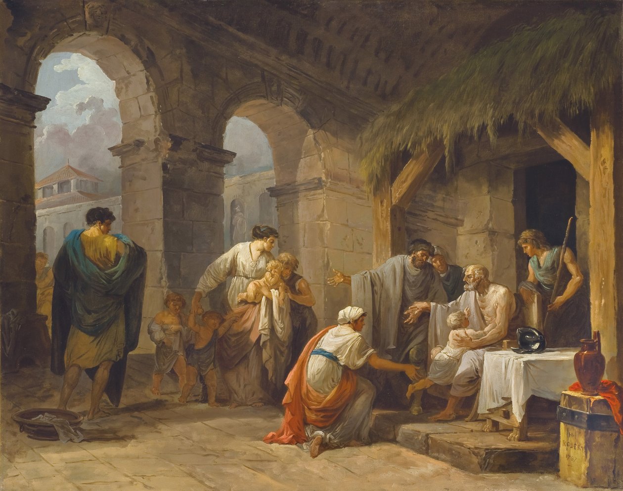 Belisaire egy gazdálkodó vendégszeretetében, aki az ő parancsai alatt dolgozott, 1787 alkotó: Hubert Robert