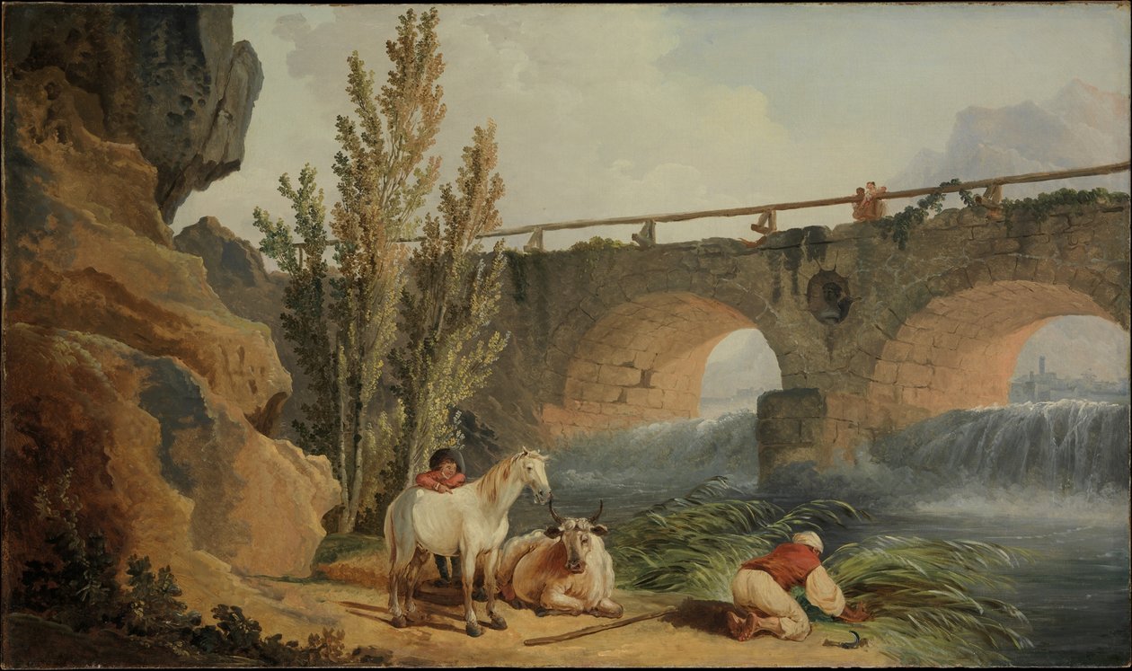Híd egy vízesés felett alkotó: Hubert Robert