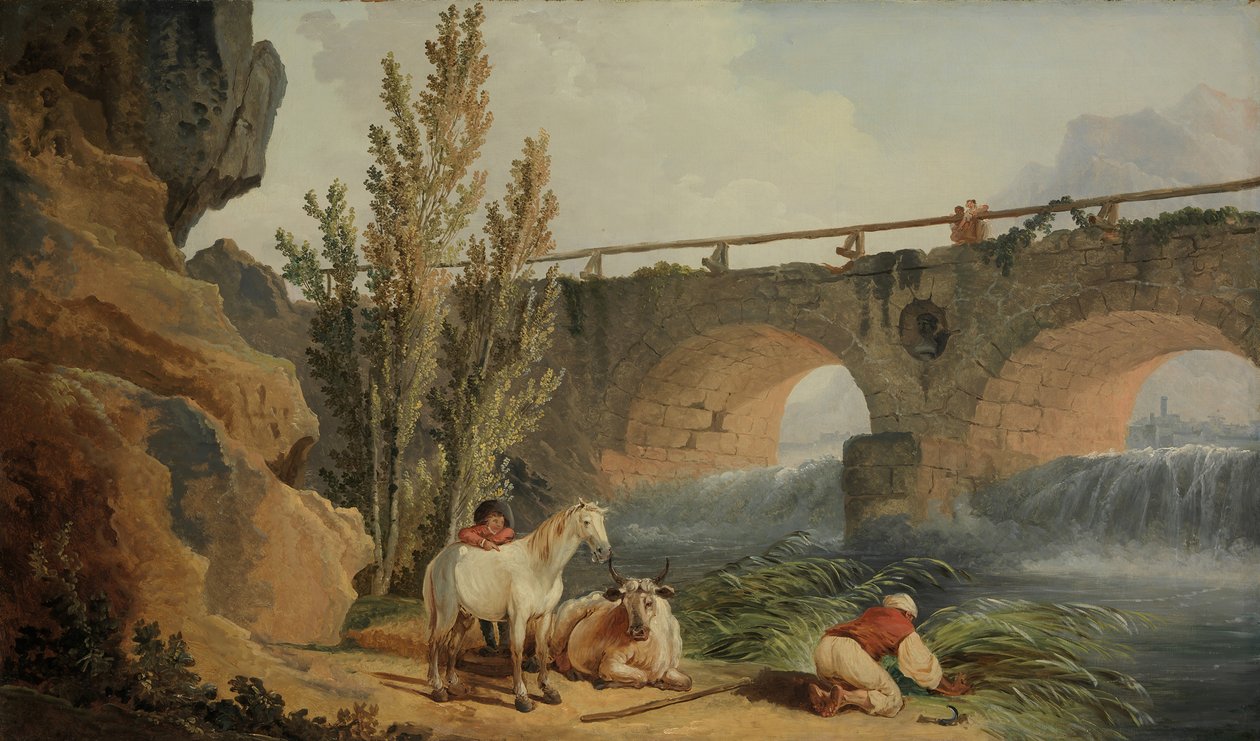 Híd egy kaszkádon. alkotó: Hubert Robert
