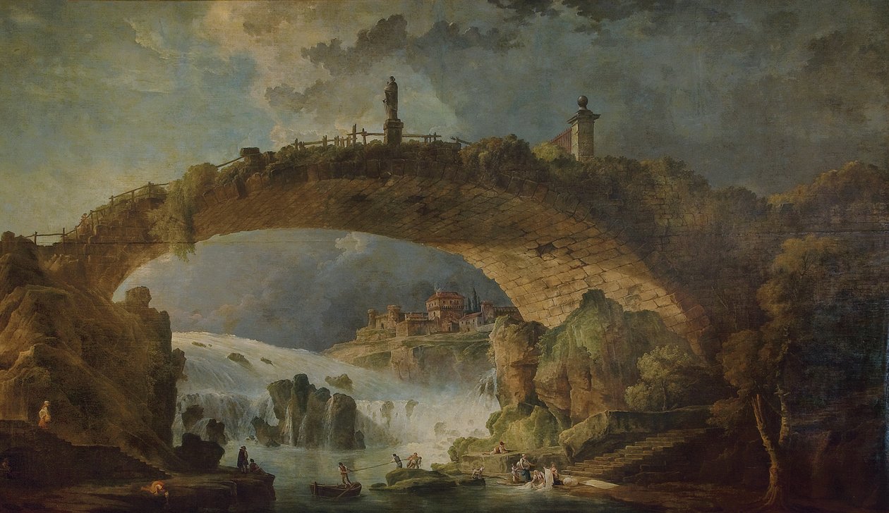 Híd a vízeséseken alkotó: Hubert Robert