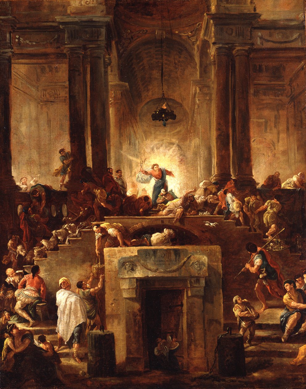 Krisztus kiűzi a pénzváltókat a templomból alkotó: Hubert Robert