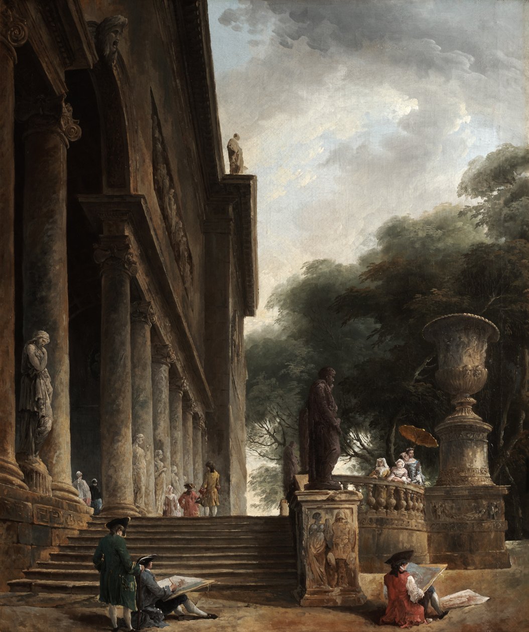 A Villa Mancini oszlopcsarnoka és kertjei alkotó: Hubert Robert
