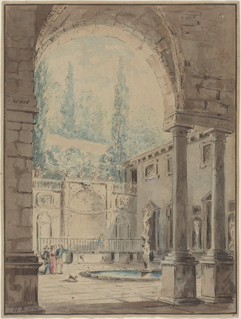 A Villa Pliniana udvara alkotó: Hubert Robert