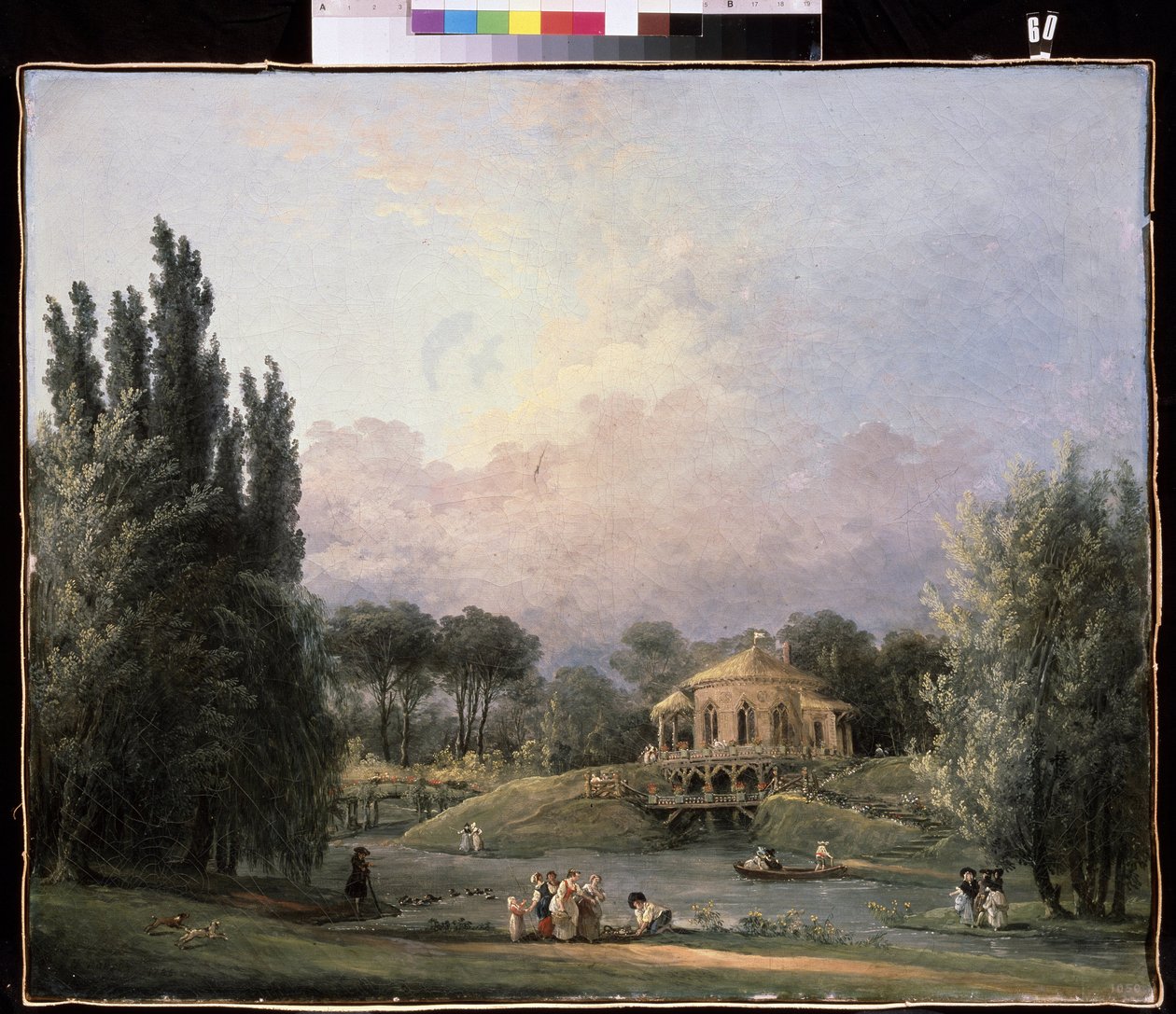 Parkban. Hubert Robert (1733-1808) festménye, olaj, vászon, 1770-1780 körül, francia művészet. Állami Múzeum Arkhangelskoye Estate, Moszkva. alkotó: Hubert Robert