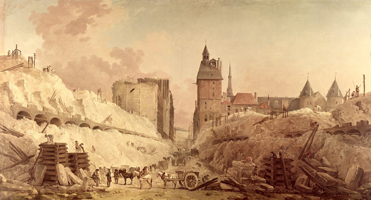 A Pont au Change házainak lebontása 1788-ban alkotó: Hubert Robert