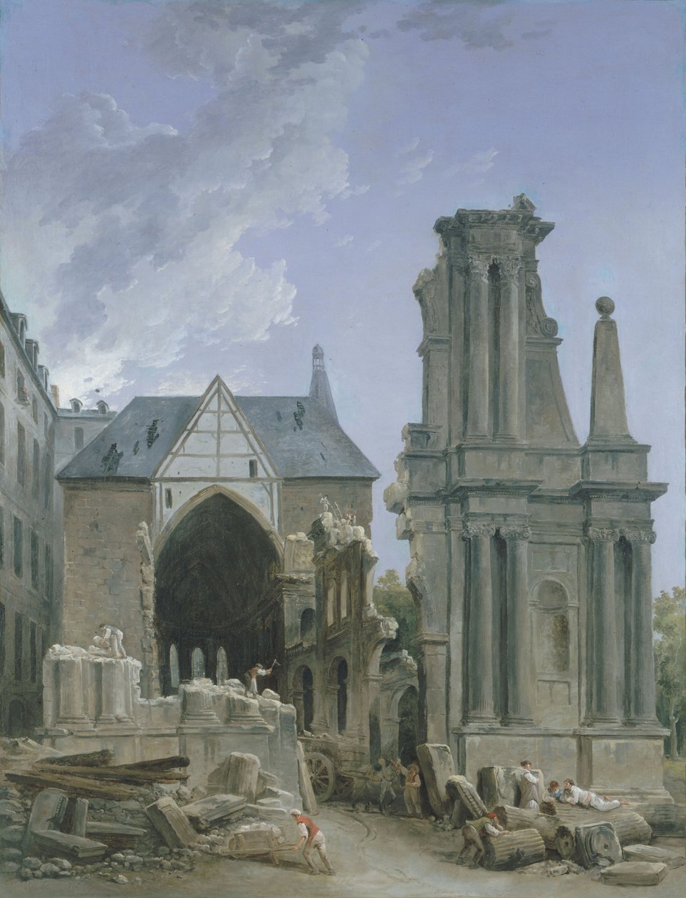 A Feuillants-templom lebontása a Rue Saint Honore-ban, 1804 körül (olaj, vászon) alkotó: Hubert Robert