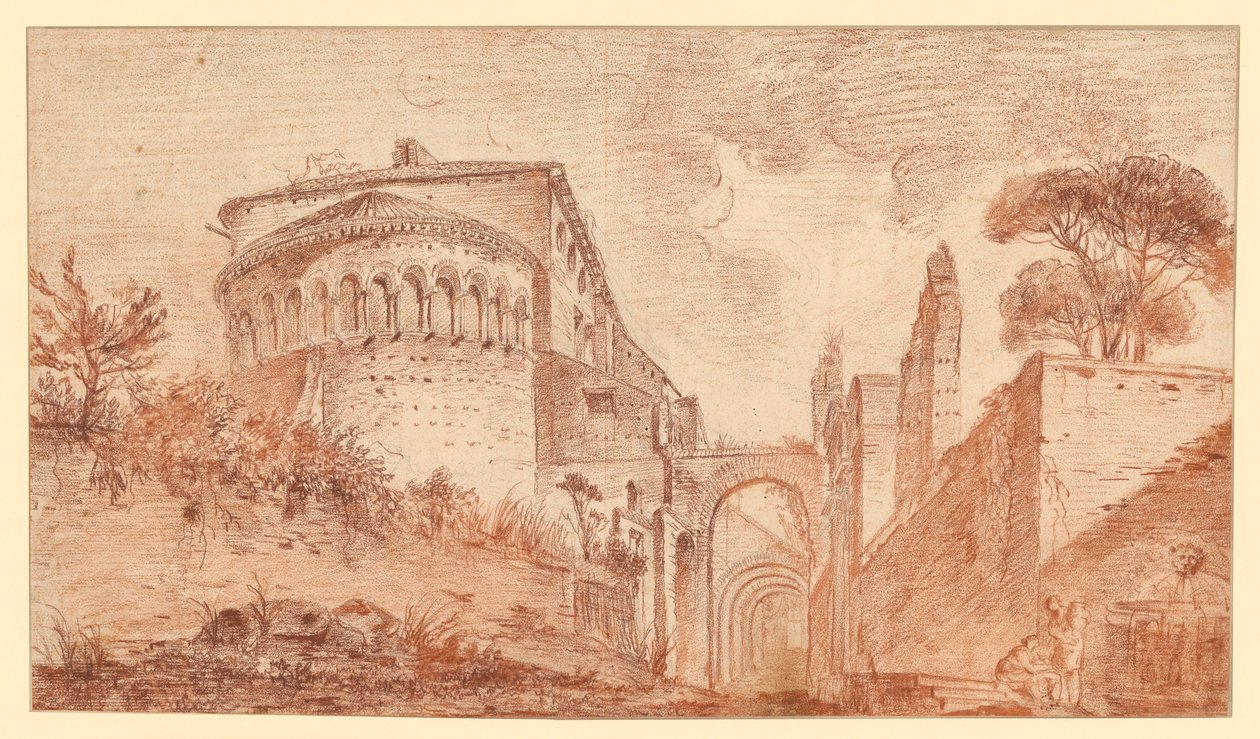 A római Santi Giovanni e Paolo-templom, az apszisból nézve alkotó: Hubert Robert