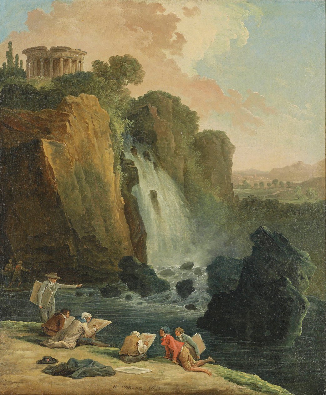 Rajzolók Tivoliban (olaj, vászon) alkotó: Hubert Robert