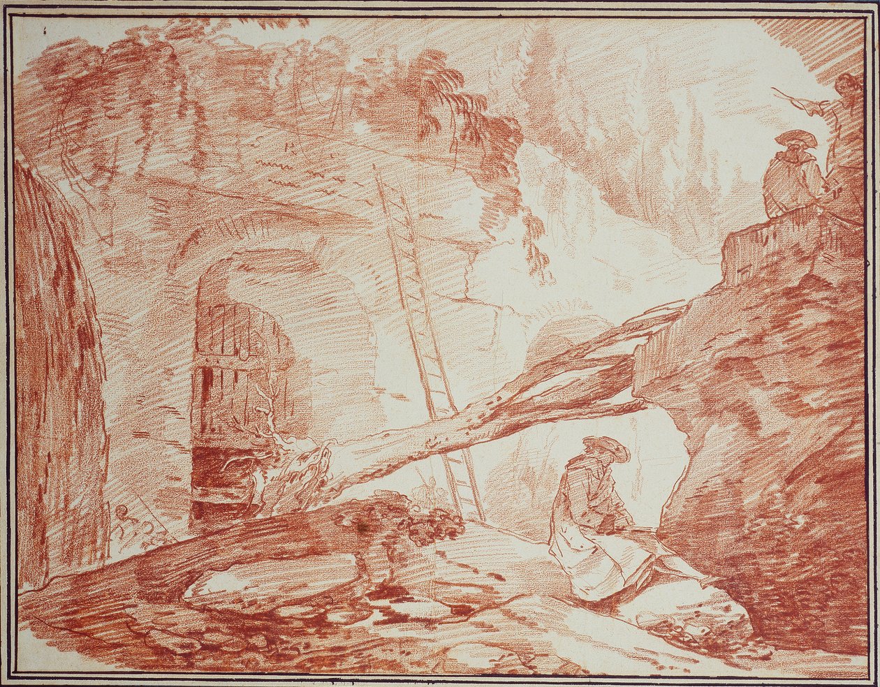 Rajzoló a Palatinus romjai között alkotó: Hubert Robert