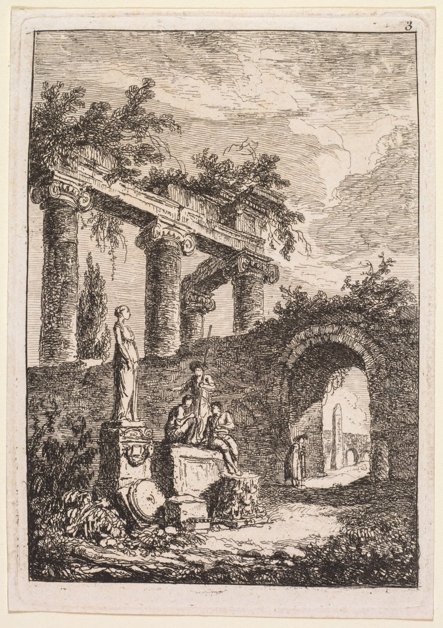 Esték Rómában: A szobor a romok előtt, 1763-1764. alkotó: Hubert Robert