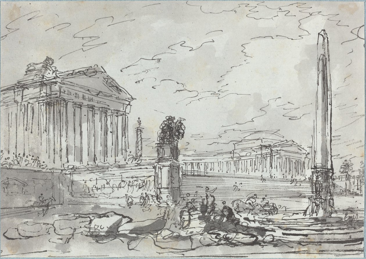 Fantasy egy ókori Campidoglioról alkotó: Hubert Robert