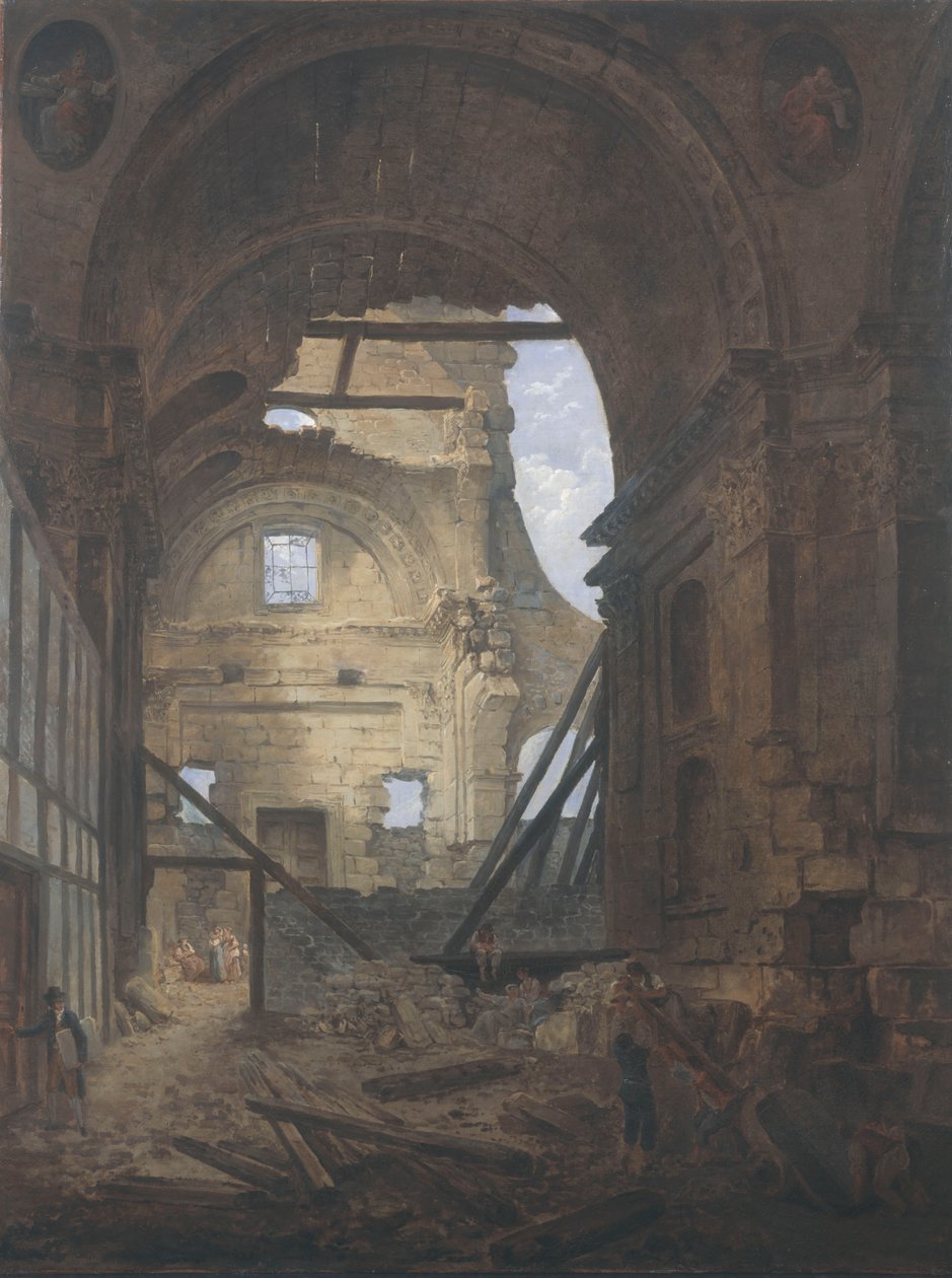 Francia: La chapelle de la Sorbonne avec la voűte de la nef effondrée A Sorbonne romos temploma alkotó: Hubert Robert