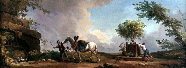 Kertészek narancsfát szállítanak (olaj, vászon) alkotó: Hubert Robert