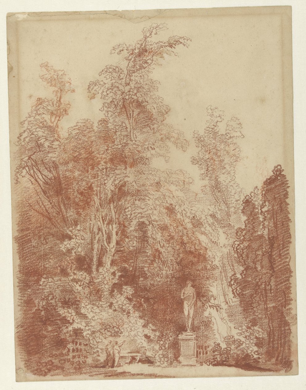 Arc egy parkban Vénusz szoborral alkotó: Hubert Robert