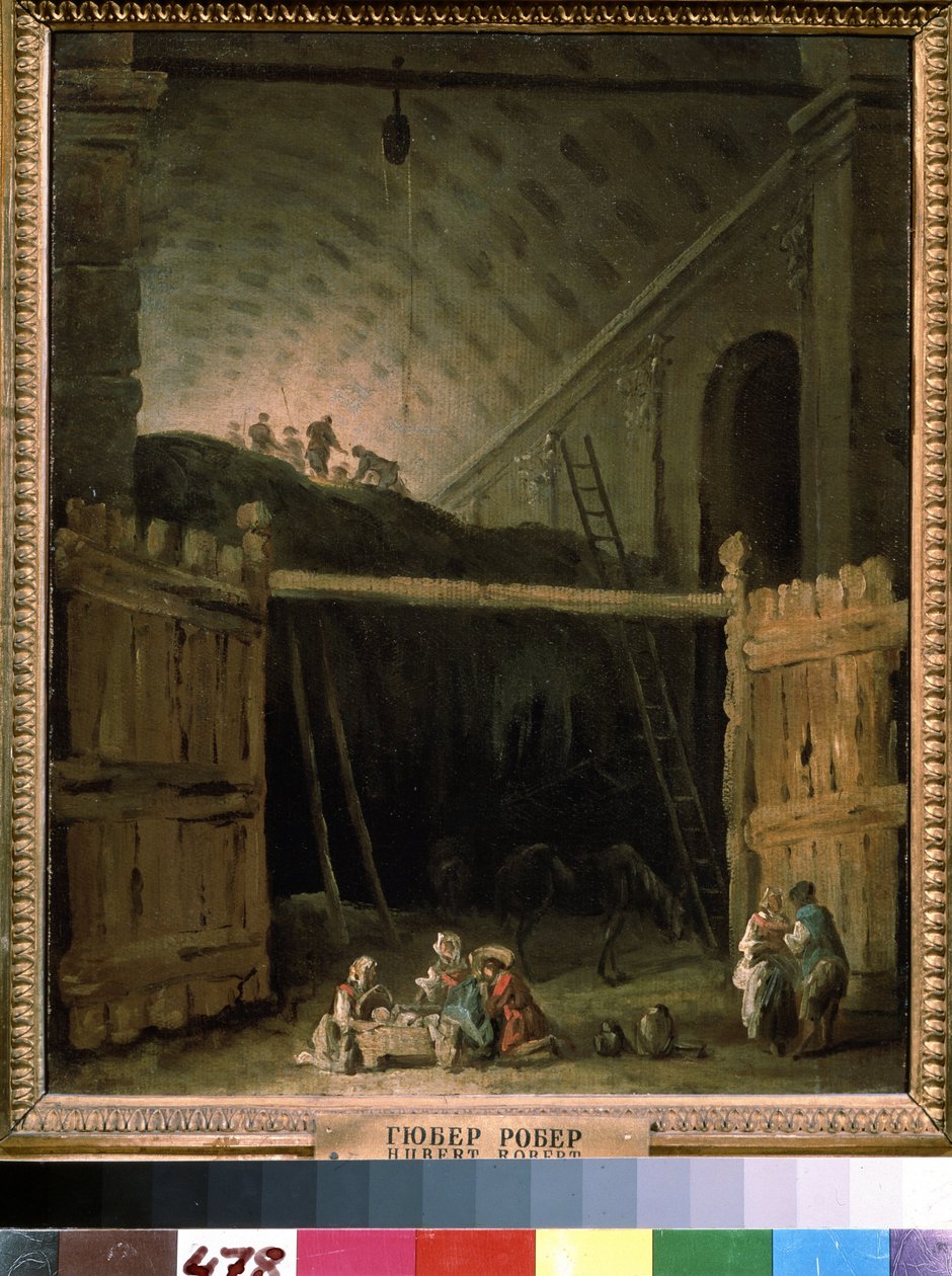 Szénasütő a bazilikában. Hubert Robert (1733-1808) festménye, olaj, vászon, 1790 körül, francia művészet. Állami A. Puskin Szépművészeti Múzeum, Moszkva. alkotó: Hubert Robert
